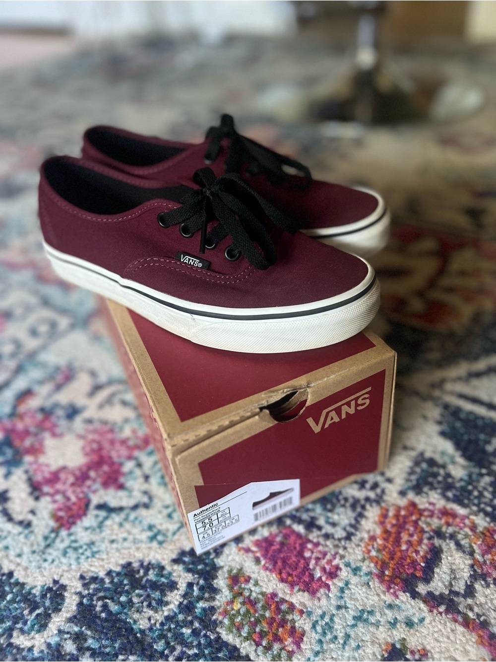 Vans Authentic Canvas Sneakers in Burgundy with Black Laces